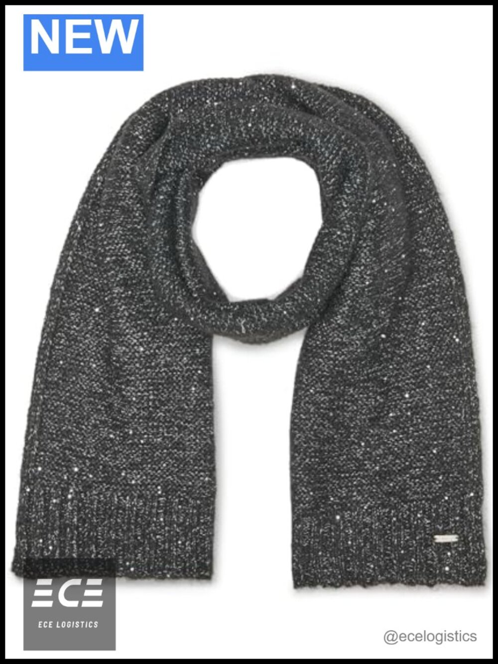 Mini Sequin Beanie and Scarf Set Polyester Metallic Wool Winter Accessory